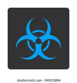 Bio Hazard vector icon. Style is flat rounded square button, blue and gray colors, white background.