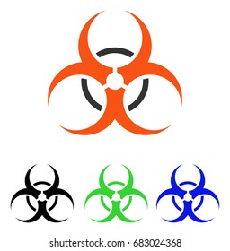 Bio Hazard vector pictogram. Illustration style is a flat iconic colored symbol with different color versions.