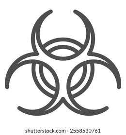 Bio hazard warning line icon, chemistry attack concept. Vector graphics. Pollution danger sign on white background, outline style icon for mobile or web design