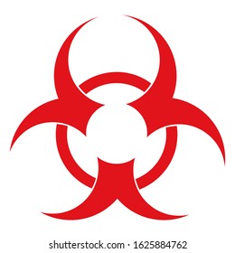 Bio Hazard Warning Sign Icon Graphics Design Vector. Red Color. Perfect For Backgrounds, Backdrop, Sticker, Sign, Icon, Symbol, Poster, Label, Logo And Wallpaper.