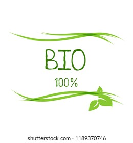 Bio healthy organic food label and high quality product badges. Eco, 100 bio and natural product icon. Emblems for cafe, packaging etc. Vector