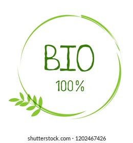 Bio healthy organic food label and high quality product badges. Eco, 100 bio and natural product icon. Emblems for cafe, packaging etc. Vector