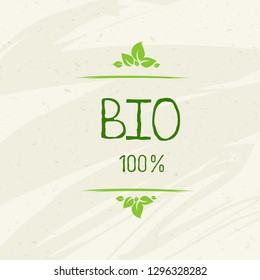 Bio healthy organic food label and high quality product badges. Eco, 100 bio and natural product icon. Emblems for cafe, packaging etc. Vector