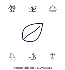 Bio Icon. Collection Of 7 Bio Outline Icons Such As Leaf, Sprout, Plant, Plant On Hand, Hazzard, Cherry. Editable Bio Icons For Web And Mobile.