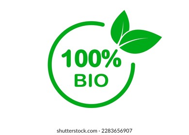 Bio icon. Bio label vector. Painted round emblem icon for products packaging. Label, sticker or seal icon for products and websites. Premium quality, healthy food natural products