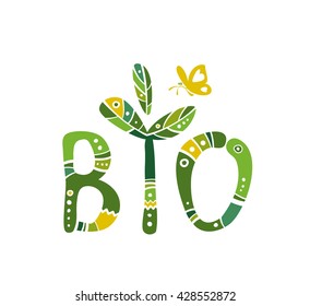 Bio icon. Lettering. Logo. Vector illustration.