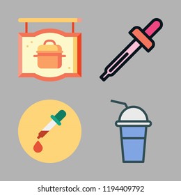 bio icon set. vector set about food, seasoning icon, droppers and pipette icons set.