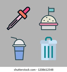 bio icon set. vector set about droppers, seasoning icon, food and garbage icons set.