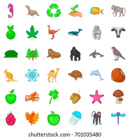 Bio icons set. Cartoon style of 36 bio vector icons for web isolated on white background