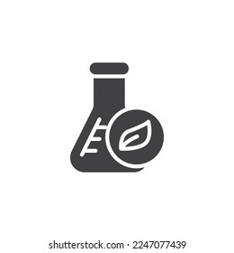 Icono del vector de la innovación biológica. signo plano relleno para concepto móvil y diseño web. Icono de matraz químico y glifo hoja. Símbolo, ilustración del logotipo. Gráficos vectoriales
