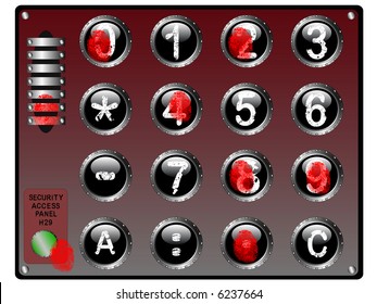 Bio keypad with fingerprints all over it.