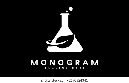 Bio lab experiment science concept logo abstract monogram vector template
