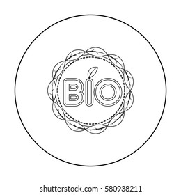 Bio label icon in outline style isolated on white background. Bio and ecology symbol stock vector illustration.