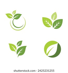 Bio leaf Icon Illustration design template