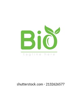 Bio letter logo Design,leaf symbol, Natural organic icon illustration on white Background