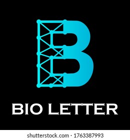 Ilustración de la plantilla del logotipo de la letra bio. adecuado para electrónica, multimedia, sitio web, marca, empresa, digital, red. hay letra b
