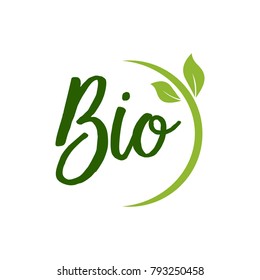 Bio Lettering with Green Leaves