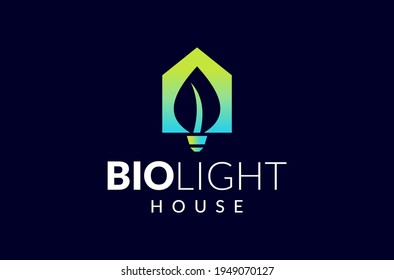BIO LIGHT HOUSE LOGO DESIGN Vector Icon Illustration.