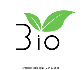 bio logo black with green leafs