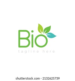 Bio logo Design, Green three leaf symbol, Natural organic icon illustration on white Background.