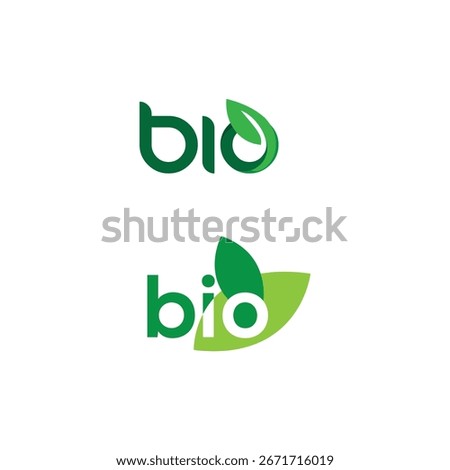 Bio logo design vector . bio icon , organic, eco friendly,  Healthy food and product label with green leaves. farm fresh, natural , bio tech
