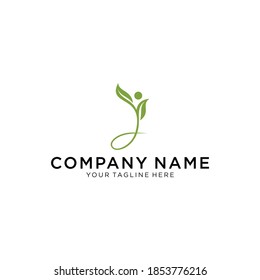 Bio logo. Fitness logo design. Sportsman symbol. Health Leaf with Y letter Logo Template