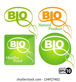 Bio logo or label in green and orange color.