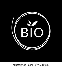 bio logo vector design, leaf, abstract circle in black and white colors