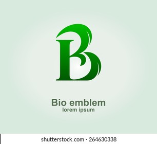 Bio logotype design template, Stylized business logo idea, Vector illustration Eps 10