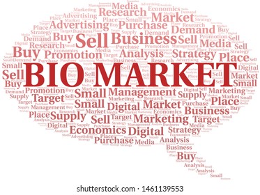 Bio Market word cloud. Vector made with text only