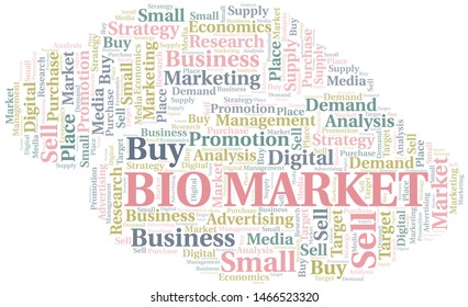 Bio Market word cloud. Vector made with text only