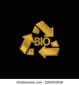 Bio Mass Recycle Symbol Gold Plated Metalic Icon Or Logo Vector