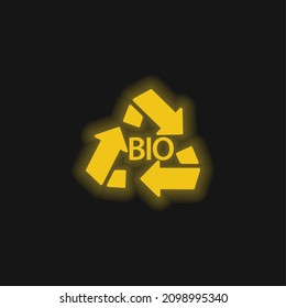 Bio Mass Recycle Symbol Yellow Glowing Neon Icon