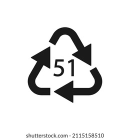Bio material recycling code 51 FOR. Vector Illustration