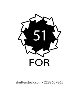 Bio material recycling code 51 FOR. Vector Illustration