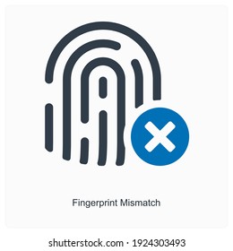 Bio Metric And Fingerprint Mismatch Icon Concept