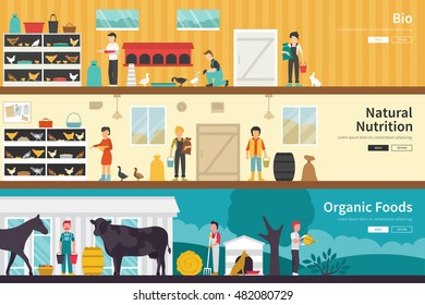 Bio Natural Nutrition Organic Foods flat interior outdoor concept web