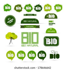 Bio - Natural Product Green Labels - Tags - Stickers Set