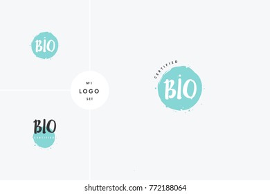 Bio natural product icons and elements collection for food market, ecommerce, organic products promotion, healthy life and premium quality food and drink