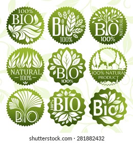 Bio and natural product labels set.