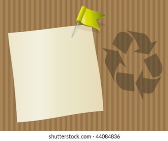 Bio note on a striped cardboard background. Vector illustration.