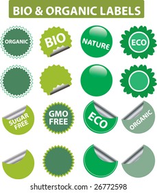 bio and ogranic labels - vector set