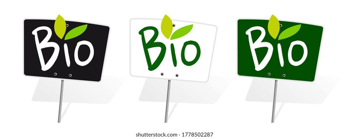 "Bio" on Chalkboard label isolated on white background