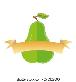 bio pear isolated flat food icon banner ribbon logo vector business eco template vegan element