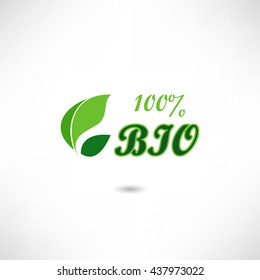 Bio product Icon with leaf.