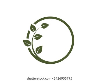 bio product icon. twisted green twig in a circle. organic, natural and eco friendly symbol. isolated vector illustration in flat design