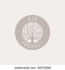 Etiqueta De Producto Bio Modelo De Diseño De Sombra Clara De Vector Plano Fresco En Fondo Blanco
