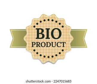 BIO-Produktetikett, Symbol, Zeichen. Aufkleber für ökologische/biologische Erzeugnisse. Ökologischer Lebensmittelausweis. Vektorgrafik.
