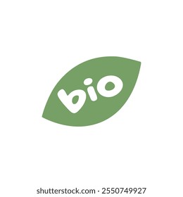 Logotipo de produto Bio ou ícone simples estilo plano. Carimbo de alimentação, crachá e emblema. Inscrição design bio minimalista isolado no branco