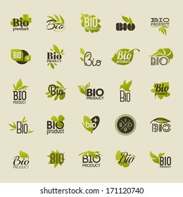 Bio product. Set of vector labels and emblems